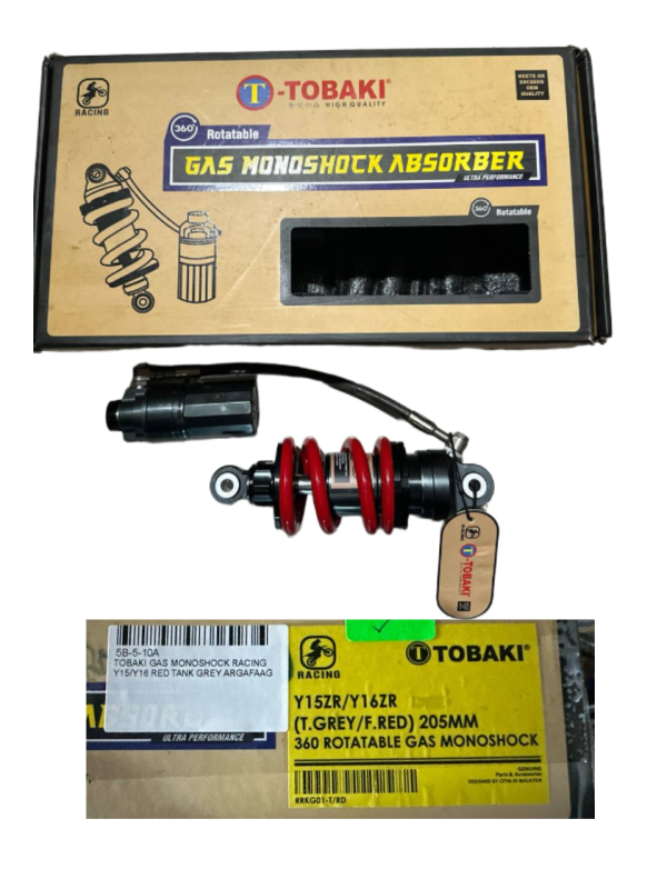 TOBAKI GAS MONOSHOCK RACING Y15/Y16 RED TANK GREY ARGAFAAG