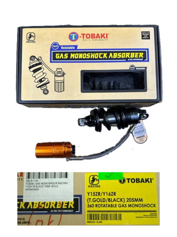 TOBAKI GAS MONOSHOCK RACING Y15/Y16 BLACK TANK GOLD ARGAFAAG