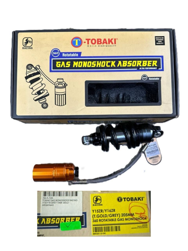 TOBAKI GAS MONOSHOCK RACING Y15/Y16 GREY TANK GOLD ARGAFAAG