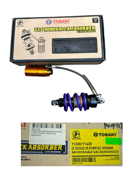 TOBAKI GAS MONOSHOCK RACING Y15/Y16 PURPEL TANK GOLD ARGAFAAG