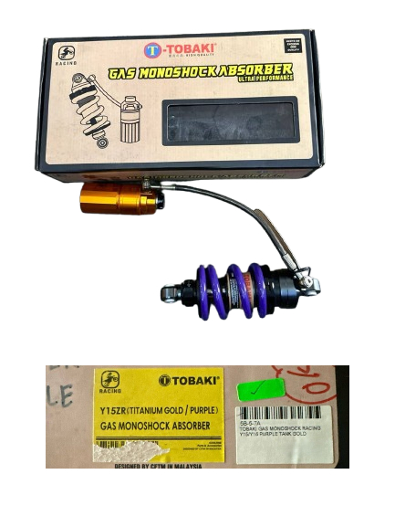 TOBAKI GAS MONOSHOCK RACING Y15/Y16 PURPLE TANK GOLD RIGAFRDD