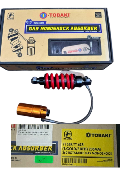 TOBAKI GAS MONOSHOCK RACING Y15/Y16 RED TANK GOLD ARGAFAAG