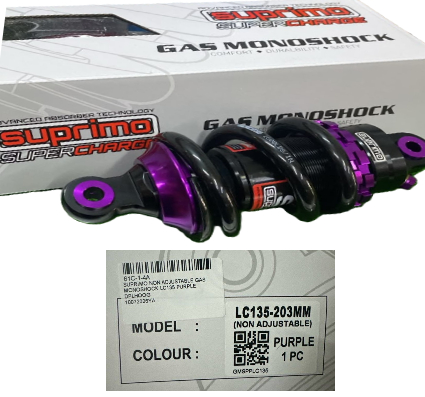 SUPRIMO NON ADJUSTABLE GAS MONOSHOCK LC135 PURPLE DPLHOOG