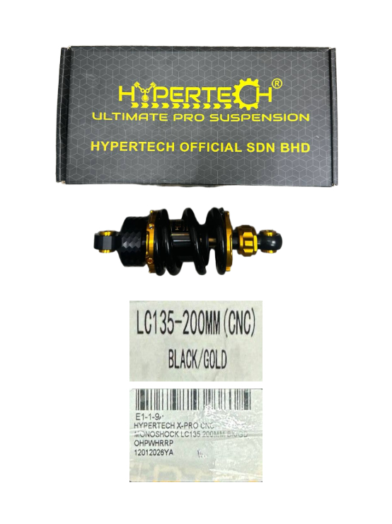 HYPERTECH X-PRO CNC MONOSHOCK LC135 200MM BK/GD OHPWHRRP