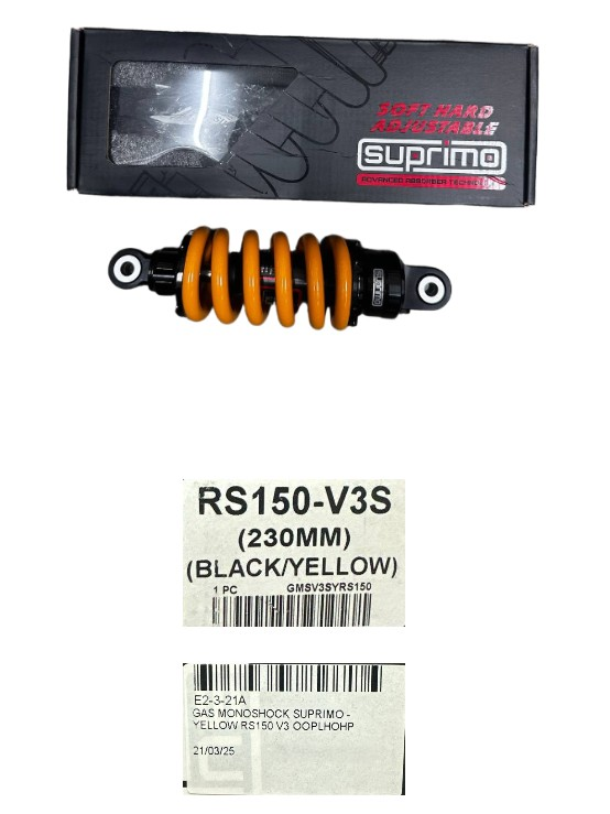 GAS MONOSHOCK SUPRIMO - YELLOW RS150 V3 OOPLHOHP